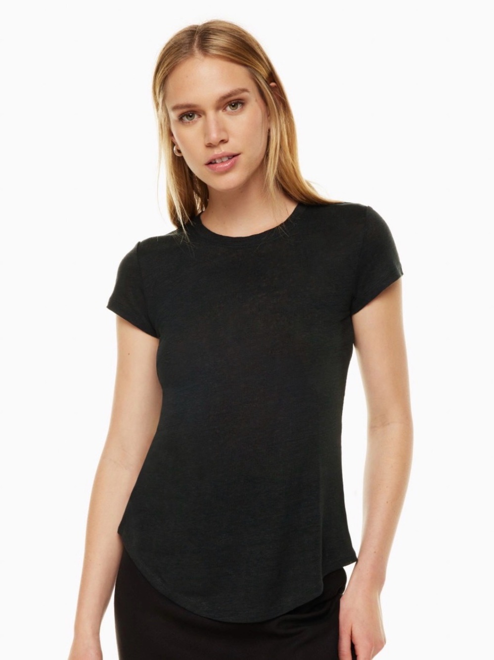 Black Short-Sleeve Crewneck Tee - Women